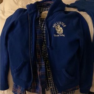 Hollister 4 piece set with T-shirt, collated shirt and plaid shirt with Hoodie